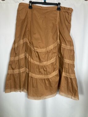 NWOT CATO J/M Sportswear Brown Boho Tiered Skirt Size 16 Peasant Midi Steampunk